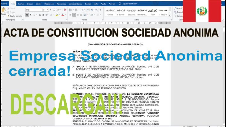 Descarga gratis modelo de constitución de sociedad limitada en Word.